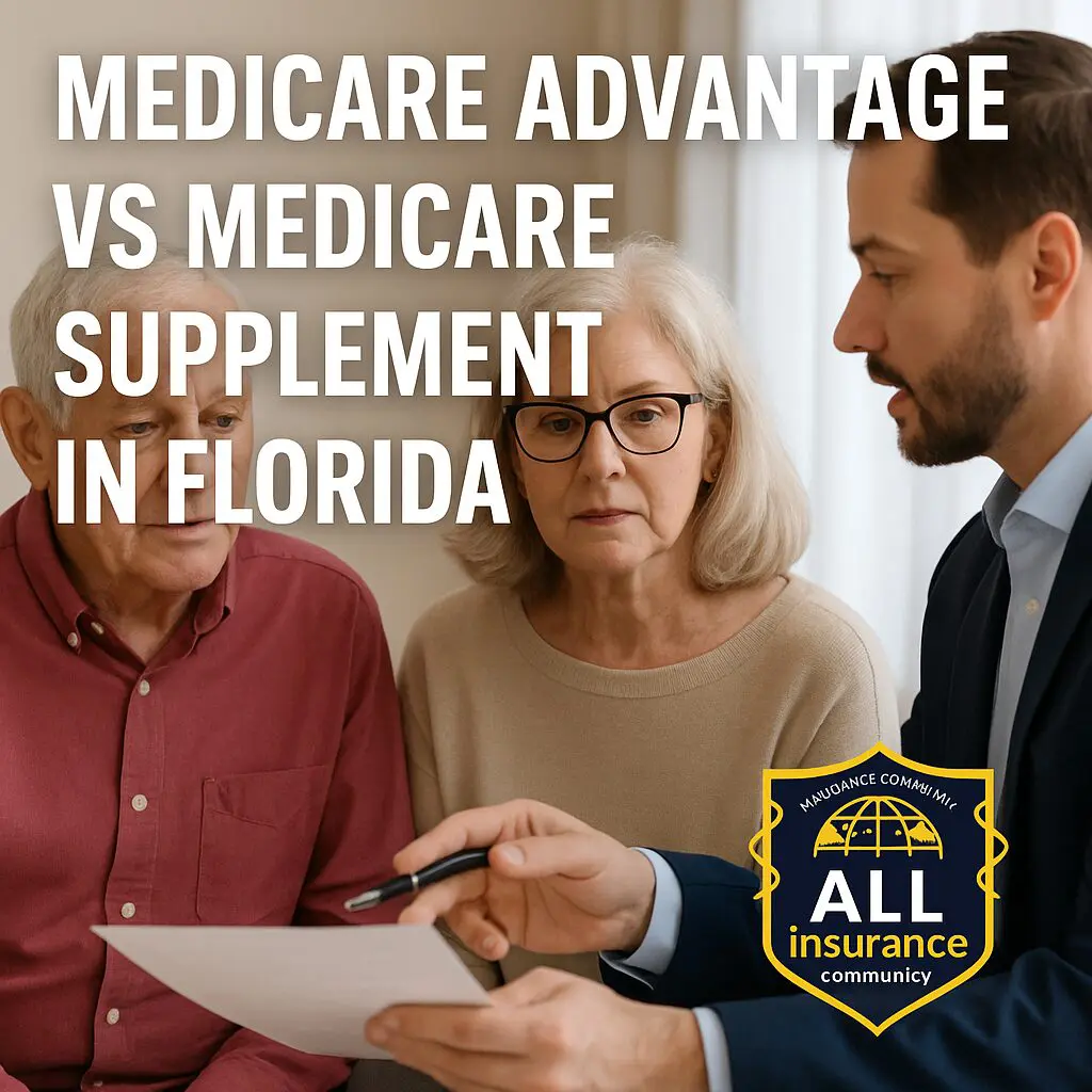 “Florida seniors with insurance advisor comparing Medicare Advantage vs Medicare Supplement coverage – All Insurance Community”