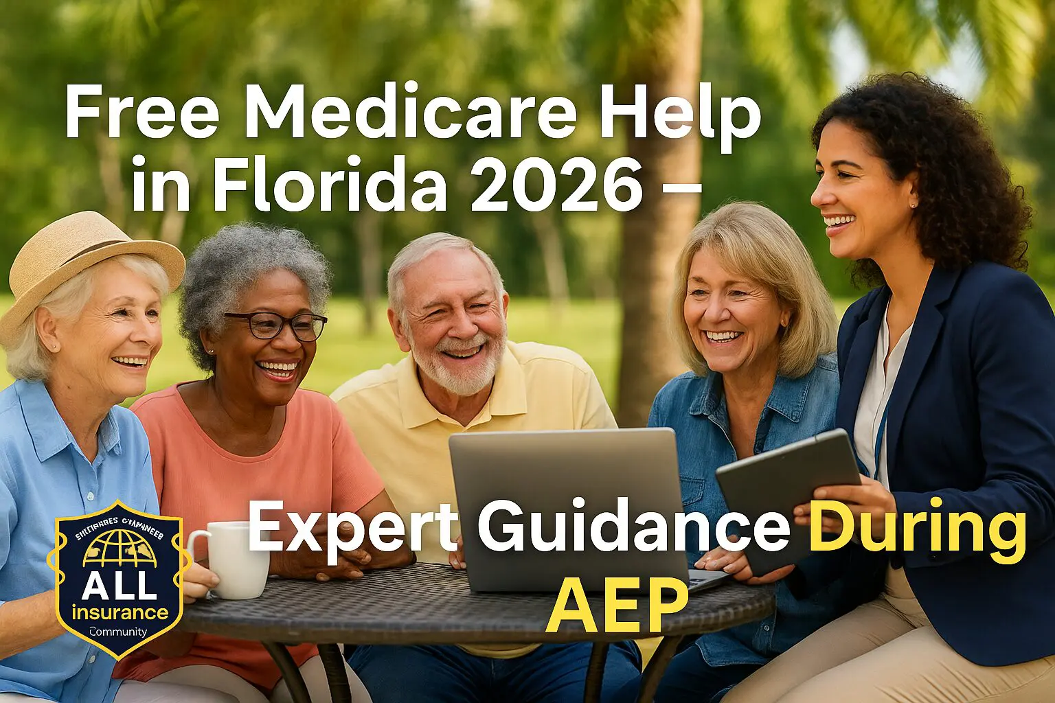 Florida seniors receiving free Medicare help from licensed agents during AEP 2026.