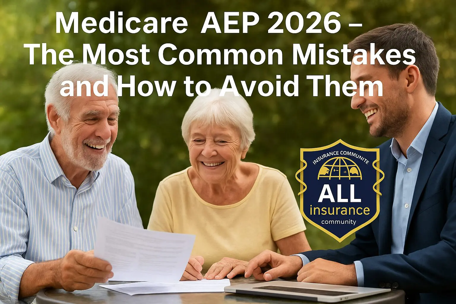 Florida seniors reviewing Medicare plan options for AEP 2026 with an insurance agent.