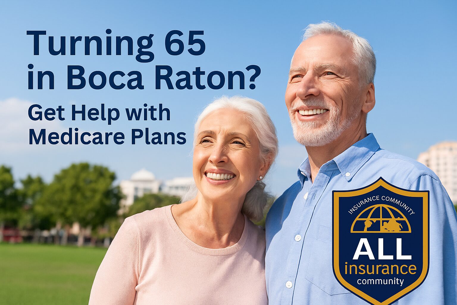 A senior couple enjoying the beach in Boca Raton, Florida, symbolizing Medicare planning and retirement coverage.”