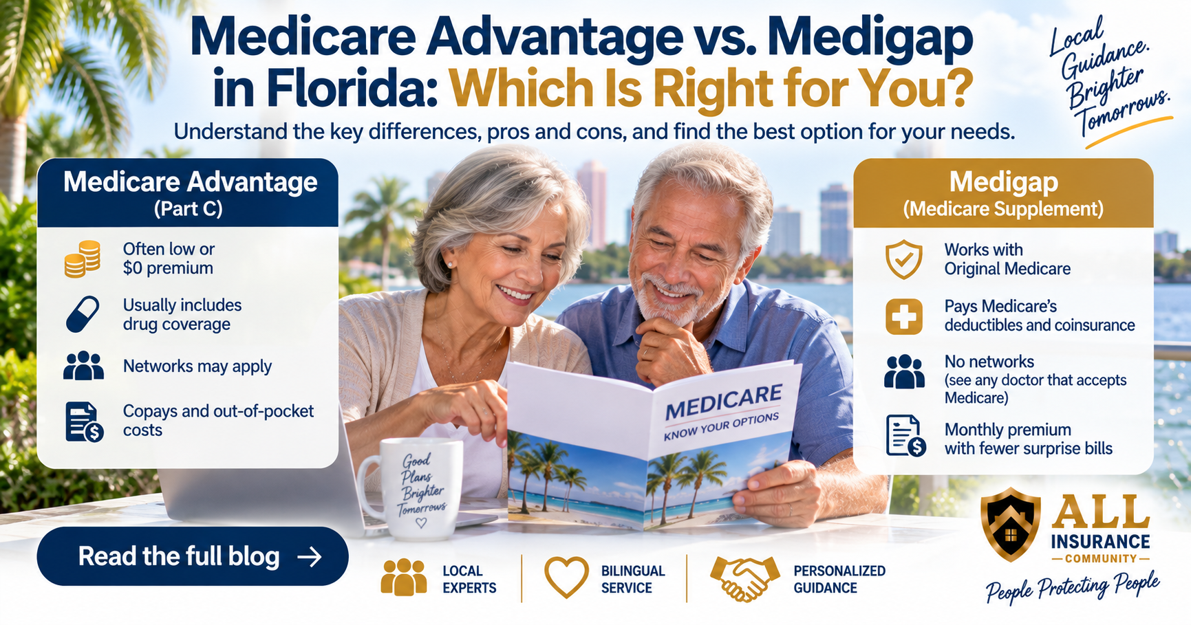 Medicare Advantage vs Medigap in Florida comparison for seniors choosing Medicare coverage
