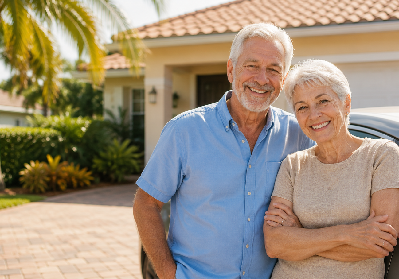 Senior driver in Florida reviewing car insurance for savings